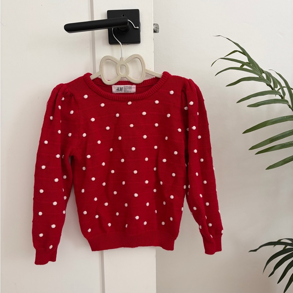 H&M Red Sweater with White Polka Dots
